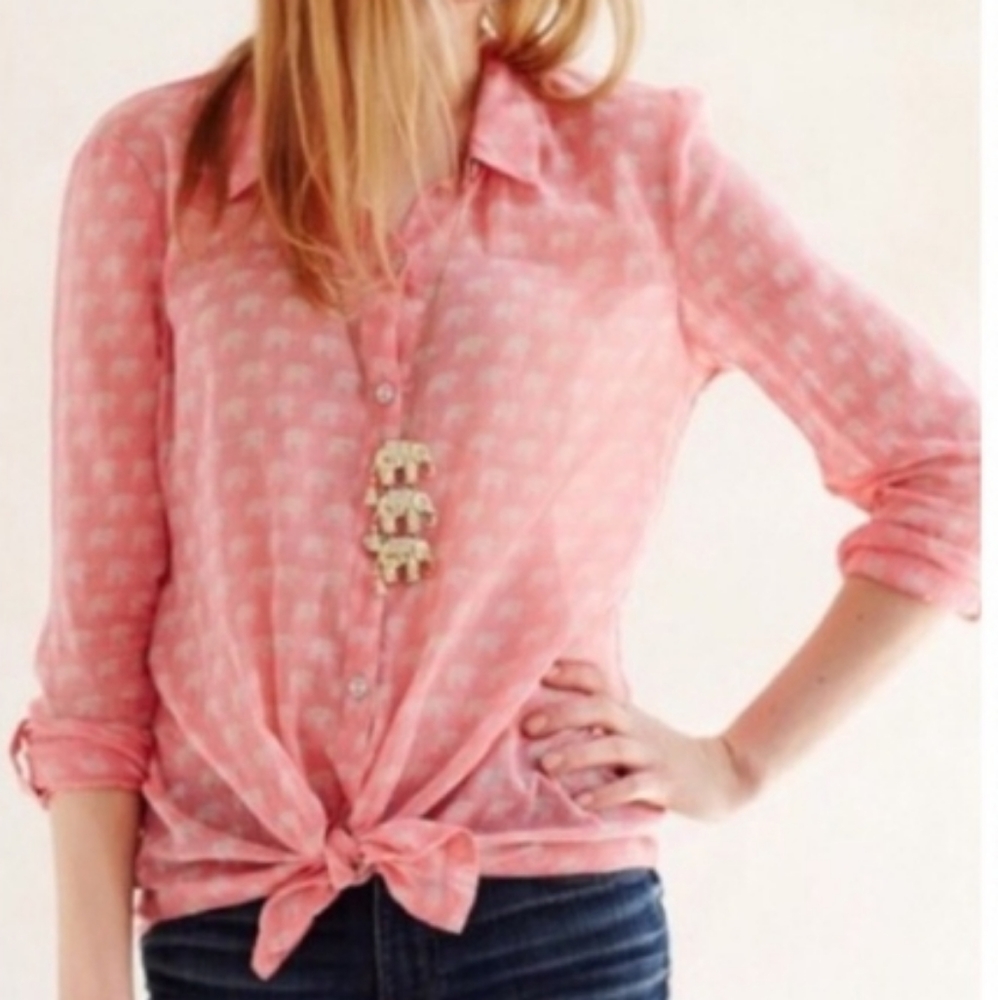 Anthropologie Hei Hei Day Trip Pink Elephant Top Sz XS